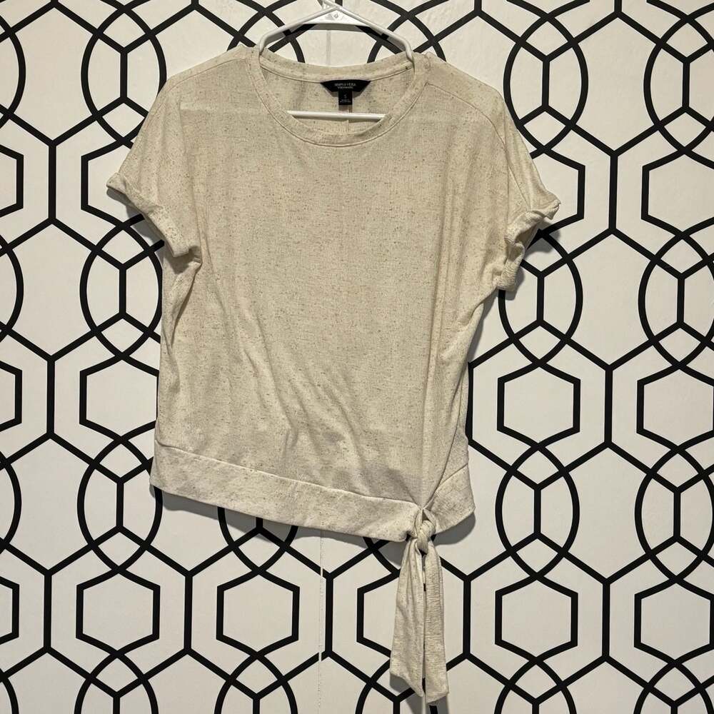 Simply Vera Vera Wang Women's Short Sleeve Tie-Front Crew Neck Tee Small